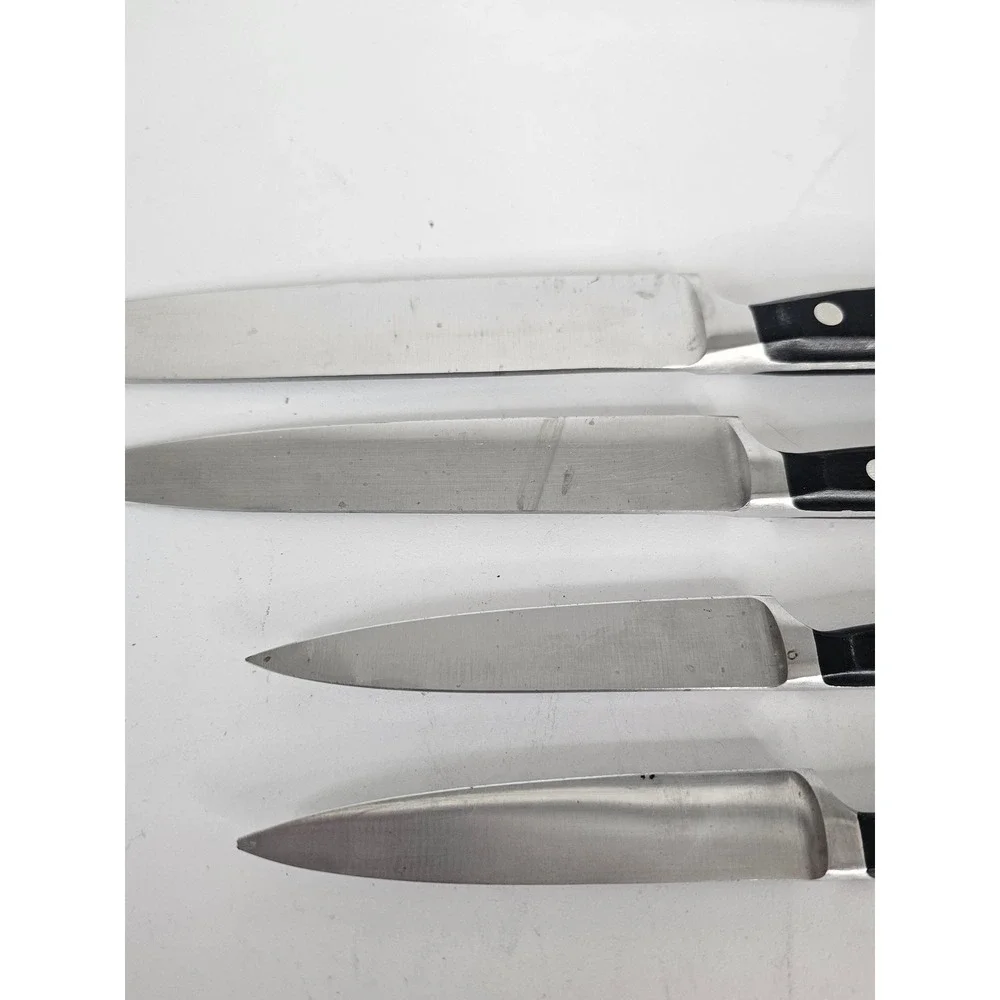 Tramontina Brazil High Carbon Stain Free‎ Steel Knife Set 4 Piece Black Handle